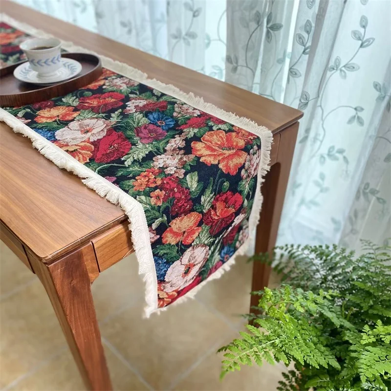 Country Style Bordløper i Bomullsblanding med Blomstermotiv