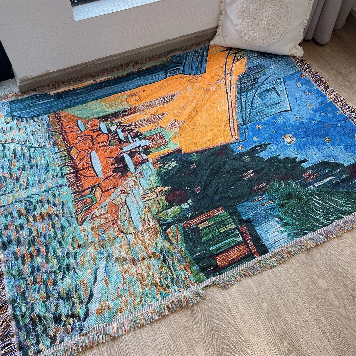 Van Gogh Style Woven Throw Blanket for Sofa Bed Wall Decor 130x160cm