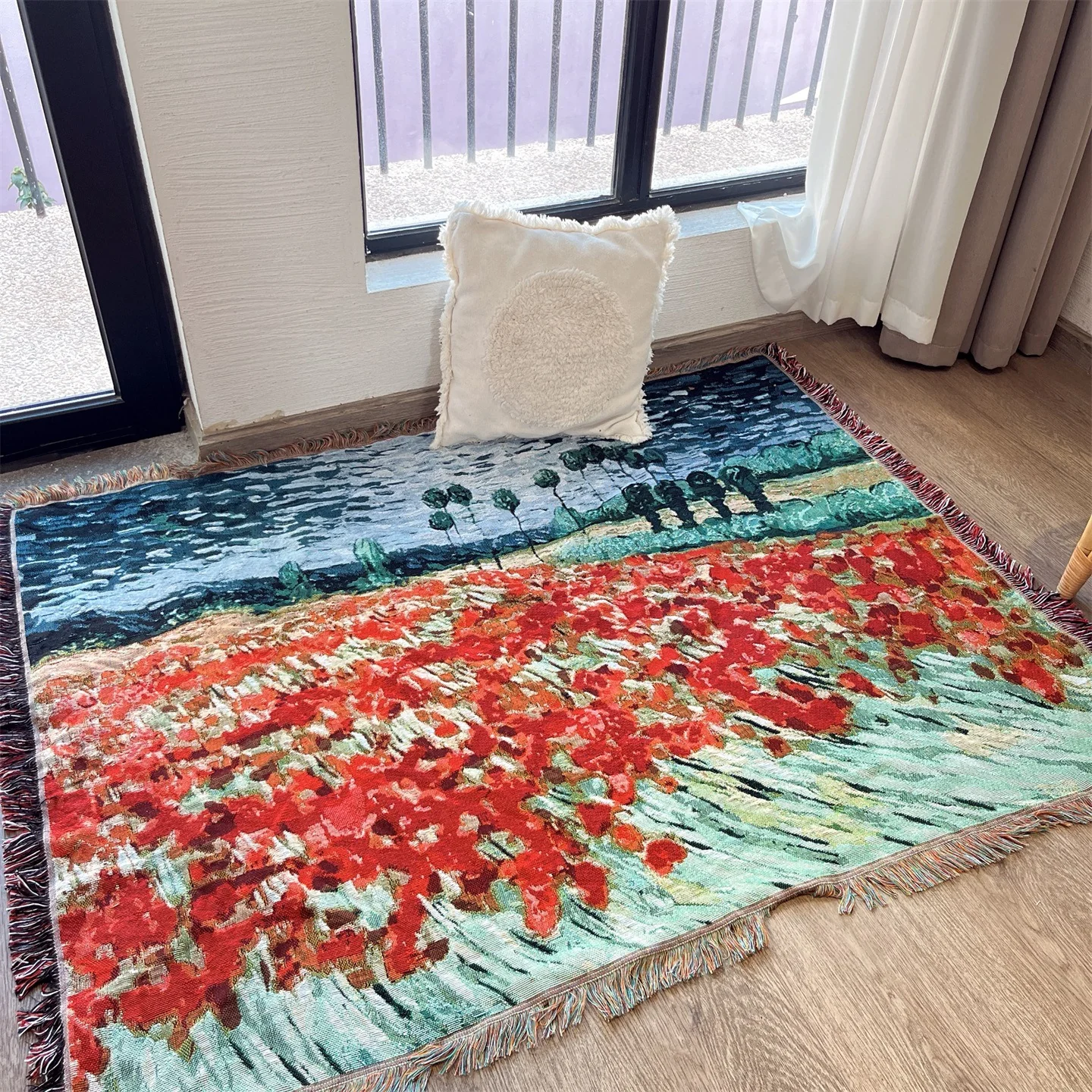 Van Gogh Style Woven Throw Blanket for Sofa Bed Wall Decor 130x160cm
