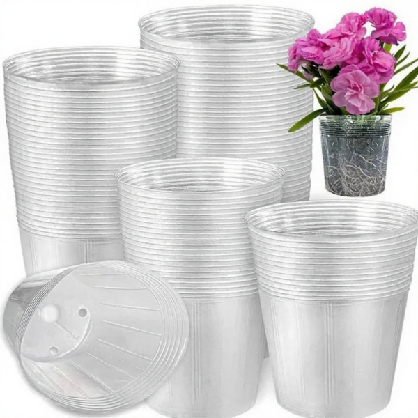 10/50pcs Transparent Nursery Pots with Drainage Hole Seed Starting Pot Flower Plant Container Gardening Planting Nutrition Cups 10/50pcs Transparent Nursery Pots with Drainage Hole Seed Starting Pot Flower Plant Container Gardening Planting Nutrition Cups