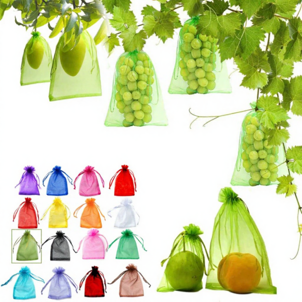 20-100PCS Vegetable Grapes Fruit Grow Bags Fruit Protection Bags Garden Anti-Bird Netting Mesh Bag Strawberry Bags Garden Tools
