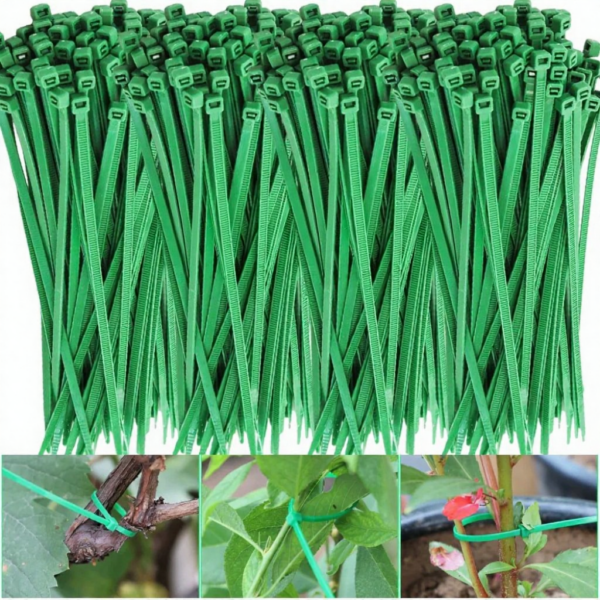 300/50PCS Plants Fixed Ties Multifunctional Green Nylon Cable Ties Self-locking Heavy Duty Fastening Ring Sealing Wraps Strap