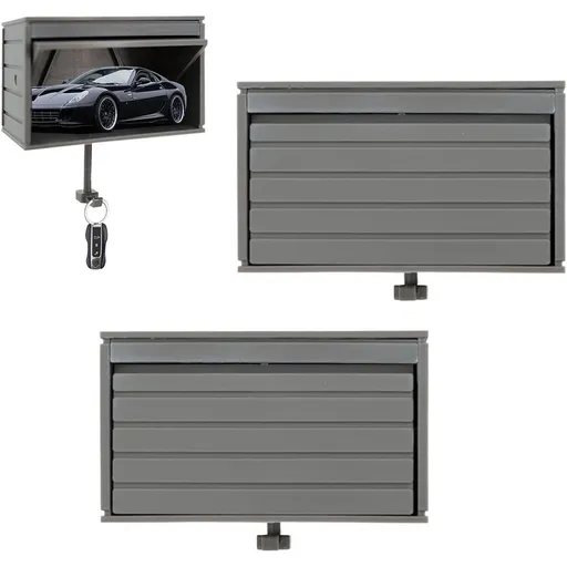 2 Pack Car Garage Key Holder & Car Key Holder for Wall, Small Toy Car Garage - with Opening Door, Effortless Wall Mount Organizer for Entryway(Grey)