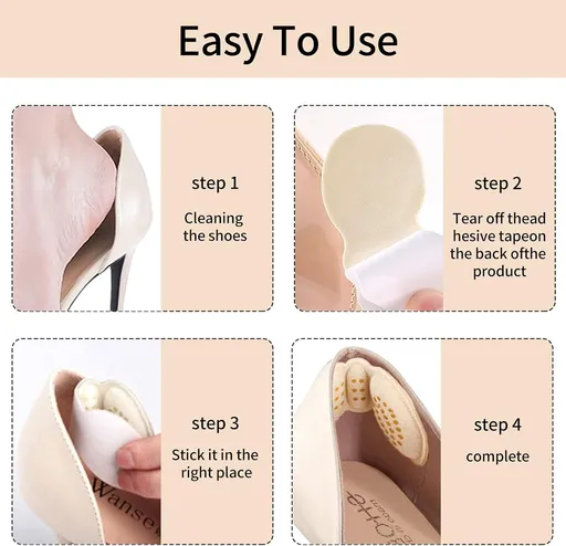 Heel Pads for Shoes That are Too Big Heel Inserts for Heel Grips Liner Cushions Inserts for Women Men, (4Pairs) Beige+Black