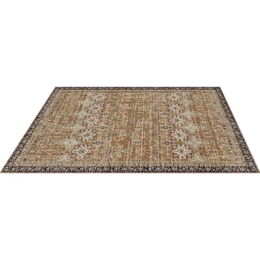 Area Rug, 2438.4 x 3048 mm Large Washable Rug, Non-Slip & Tear-Resistant Soft Carpet, Pet & Child Friendly Vintage Area Rugs, Indoor Mat for Bedroom, Living Room, Kids Room, Office, Brown Green