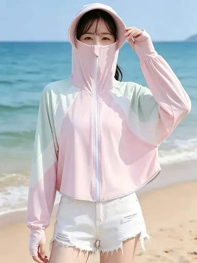 Sun Protection Jacket, Ice Silk Fabric, Cape Style with Batwing Sleeves, Lightweight and Breathable, UPF50+ UV Protection, Pink