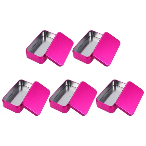 5-Pack Rectangular Metal Tea Storage Tins 4.3x2.5x1.3in Rosy Tinplate Containers for Kitchen and Home Organization