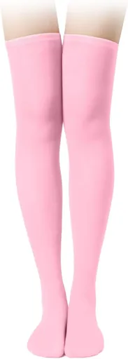 1 Pair Thigh High Socks, Cotton Soft Knee Long Stockings Leg Warmers for Women Girls Christmas Cosplay (Pink) -