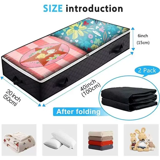 Bed Bottom Storage Bag Non-woven Fabric Sealed Black four portable Bed Storage Bag-Six Pack