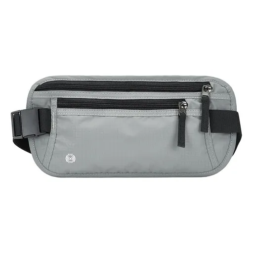 RFID Blocking Slim Anti-theft Waist Bag, Hidden Travel Money Belt for Passport, Documents and Cash, Light Grey