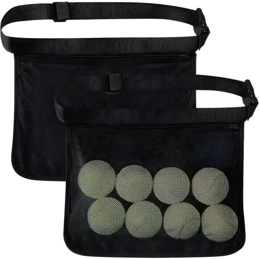 2pcs Adjustable tennis belt holder, waist bag, mesh hip bag holder, can hold 8 tennis or table tennis bags, golf bag（black）