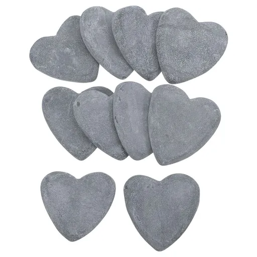 10-Piece Heart-Shaped Painting Stone Set with Smooth for Crafting, Decorating, and Projects in Light Grey