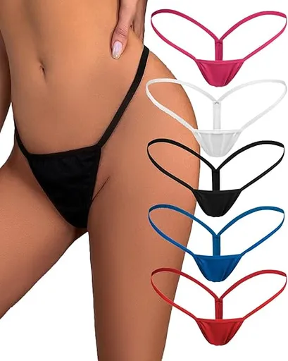 Women's Thong Underwear 5 Pack Slim Waistband Ladies' String Briefs S Size