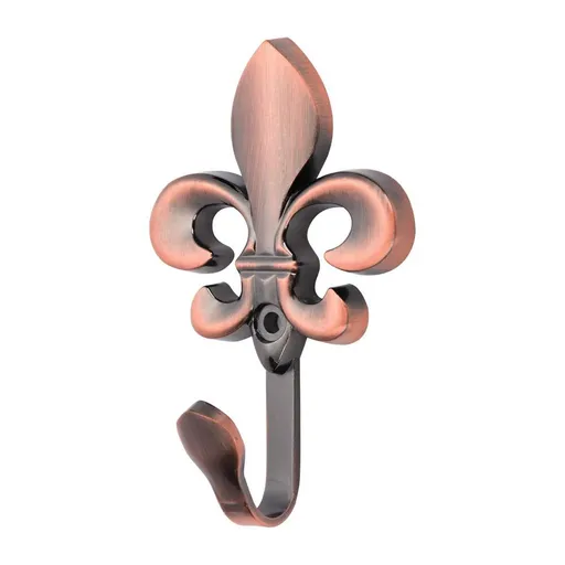 Decorative Wall Hanging Coat Hooks Zinc Alloy Curtain Tieback Holders Screws Set of 4 Flower Shape (Red Copper)