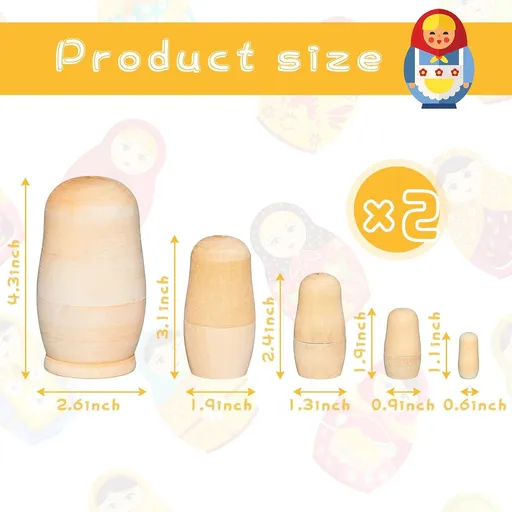 2 Sets Unpainted Nesting Dolls Blank Russian Nesting Dolls Personalize Create Your Own Christmas Russian Doll Wooden DIY