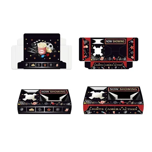 24 PCS Movie Night Snack Trays Popcorn Food Drink Holder Cinema Party Supplies - 24pcs-KY001 Sold separately