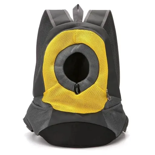 Ventilated Small Pet Carrier Backpack – Hands-Free Nylon Travel Bag with Adjustable Head Opening and Side Pockets, Ideal for Walking, Hiking and Daily Outings with Small Dogs and Cats (S, Yellow)