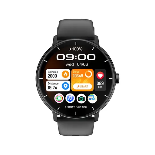 Smart Watch Bluetooth Call Fitness Tracker 1.43 Inch HD Touch Screen 3ATM Waterproof Heart Rate Sleep Monitor Black