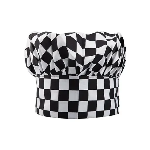 Adjustable Chef Cap with Elastic Band for Kitchen Cooking Baking Catering Use - Black+White