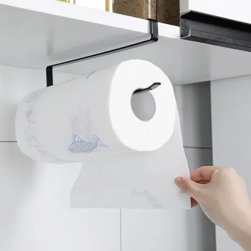 Paper Towel Holder Dispenser Under Cabinet Paper Roll Holders (NO Drilling) for Kitchen Bathroom, Hanging Paper Towel Rack-2pcs