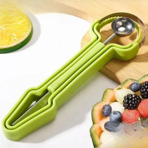 3-in-1 Stainless Steel Fruit Carving Scoop, Multi-Function Melon Seed Remover Kitchen Tool