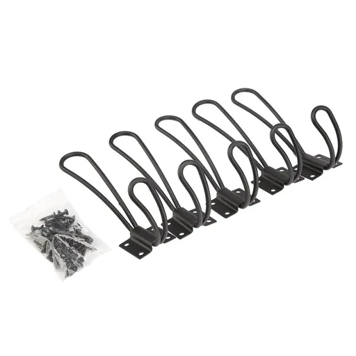 Vintage Style Double Coat Hat Hooks Closet Hanger Organizer (5PCS Black L)