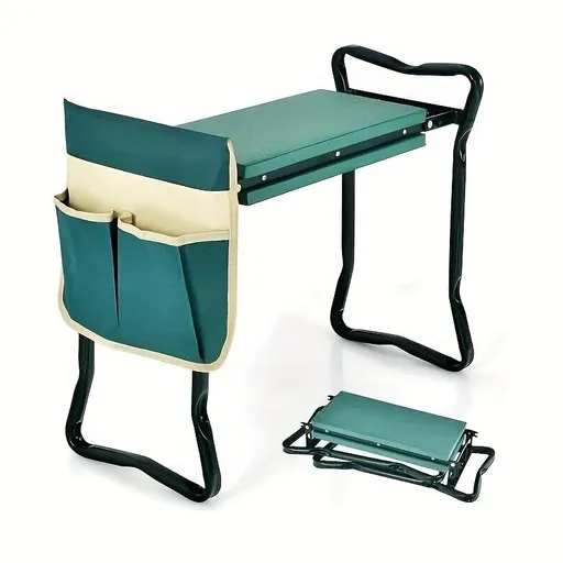 Folding Garden Kneeler and Seat with Pockets-Green
