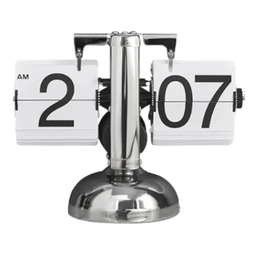 Digital Flip Down Clock Retro Minimalist Single Foot Mechanical Auto Flip Clock Desk Clock for Home Livingroom White