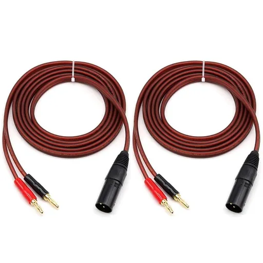 2X XLR to Banana Speaker Cable,XLR 3 Pin Male to Dual Banana Plugs Audio Cable, Gold-Plated 4mm Plug to XLR3 Pro HiFi