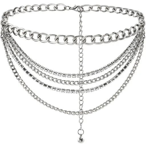 Multilayer Chain Belt Rhinestone Metal Chain Belts for Women Punk Gold Waist Chain for yourself, your girlfriends
