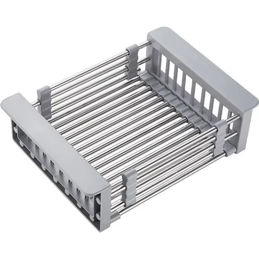 Expandable Dish Drying Rack, Stainless Steel Sink Strainer Drain, Over The Sink Adjustable Drain Basket for Kitchen