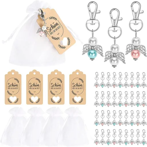 108pcs Angel Keychain Favors, Favor Angel Charms Wedding Party Favors Mini Angel Pendant Key Chain Tags Guest Favors