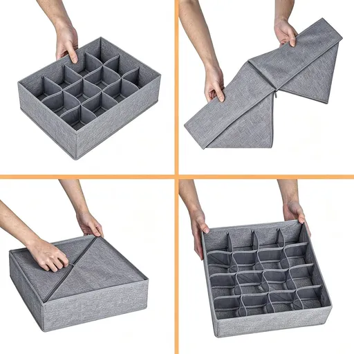 Sock Underwear Organizer Dividers,24 Cell Fabric Foldable Cabinet Closet Organizers and Storage Boxes for Storing Socks, Underwear