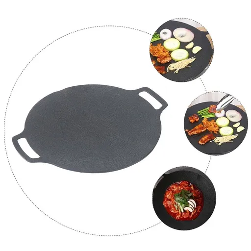 Black Round Barbecue Tray, Outdoor Grill Accessory for Large Family Gatherings and BBQ Events, 1 Piece