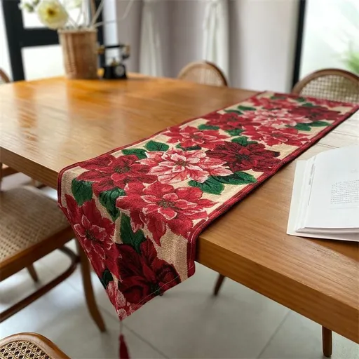 Stylish Christmas Table Runner, Long Tabletop Center Cloth, Elegant Cabinet Scarf Decor, 33*200cm, Pattern 08