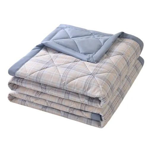 Reversible Patchwork Quilts,Lightweight Plaid Bedspreads Coverlets Quilt Bedding Blanket for All Seasons- blue C - 59X39"