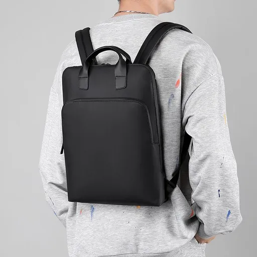 Men's One Shoulder Double Shoulder Bag Handbag Casual Lightweight Business Computer Backpack(black)
