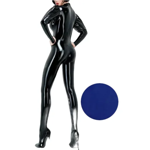 House Of Dasein Sexy Latex Gummi Catsuit With Puff Sleeves Handmade Bodysuit For Women And Men - Blue - Women-Xxl - Men