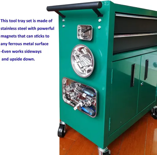 Magnetic Tray Holder 3pc,for Socket Screw Nuts Bolts Metal Parts,Extra Strong Magnet,Thickened Tray,Stainless Steel