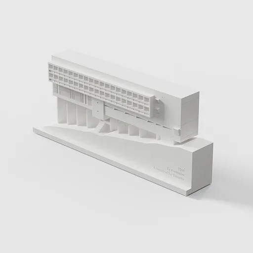 La Tourette Convent Concrete Architectural Model Modernist Masterpiece Replica for Desk Decor & Collectors（White）