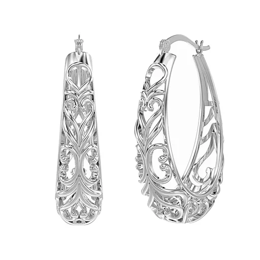 Medium Oval Hoops for Women Women Girls Fashion Hollow-out Texture Click Top Pierced Trendy Jewelry Christmas Gifts Birthday