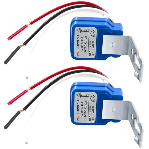 2 Pack AC DC 12V 10A Auto On/Off Photocell Light Switch Photocell Photo Switch Photoelectric Control Light Sensor Switch Dusk to Dawn Photocell Sensor for Outdoor Lighting Fixtures
