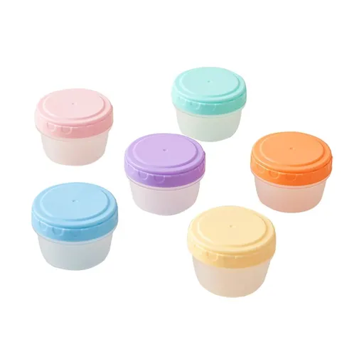 6-Pack White Round Leak-Proof Salad Dressing Containers with Screw Lids, Portable Seasoning Storage Set (1 set of 6)