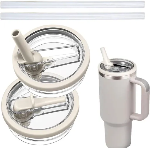 2 Pack 40oz LeakProof Tumbler Flip Straw StanleyLid Replacement Tumbler Quencher, Leak Proof Splash Resistant Tumbler Cover, Reusable 40oz Stanley Cup Accessories Replace Leaking Stanley Lids