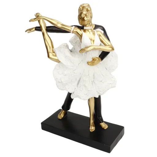 Romantic Couple Dancing Sculpture Decoration Resin Elegant Couple Ballet Dancer Statue Figurine Ornament Gold 7130W‑02
