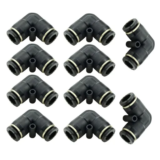 Push to Connect Fitting Elbow, 8mm x 8mm Tube OD Pneumatic 90° Degree Adapter Push in Fitting for Air Compressor （Pack of 10）