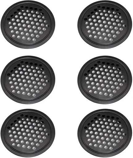 pieces - air grilles - ventilation grille cover - ventilation grille - ventilation holes - 53mm - black - round - stainless steel - for kitchen, bathroom, wardrobe, cupboard