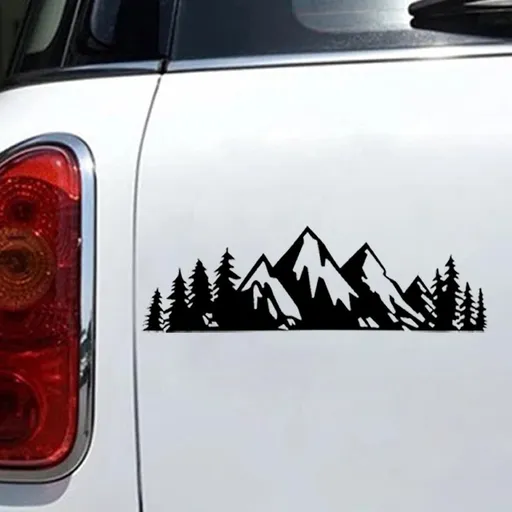 Vinyl Snow Mountain and Tree Sticker Decals, Premium Tailgate Logo Decal Sticker, Exterior Decoration Accessories Fit Most Cars (Black)