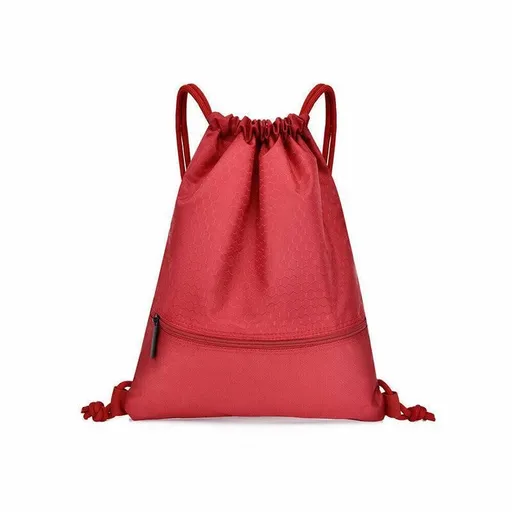 Backpack Sport Pack String Tote Gym Bag Cinch Sack School Drawstring Capacity - Red