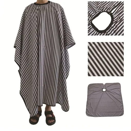 Professional Salon Cape Polyester Haircut Apron Hair Cut CapeBlack and White Stripes,Cape Polyester Haircut